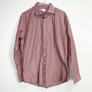 NEW Nordstrom Rack Button Down Shirt Mens 15.5 34 35 Red Striped Trim Fit NWOT
